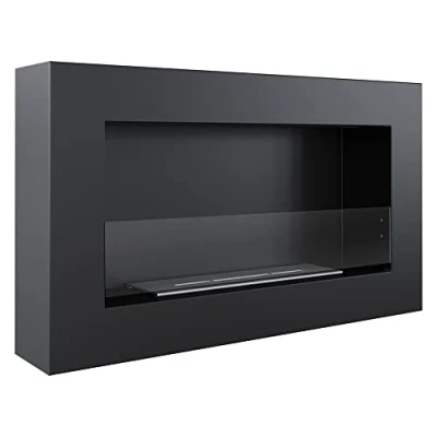 Afbeelding van KRATKI Golf Flat Indoor bio ethanol wandhaard 0,4 liter gepoedercoat staal TÜV getest vuurlengte 21 cm met beglazing 37 x 64