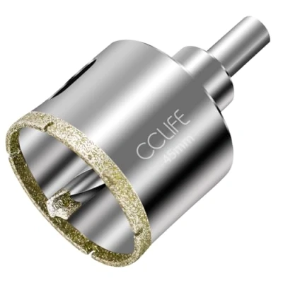 Afbeelding van CCLIFE Diamantboor, 45 mm, gatenzaag, met centreerboor, glasboor 45#, diamantcoating, voor keramiek, graniet, glas