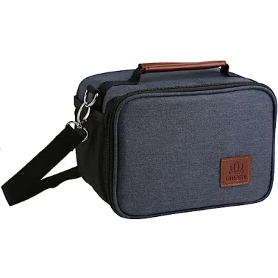 Afbeelding van Umami Koeltas, kleine lunchbox, koelbox, zacht, geïsoleerd, houdt levensmiddelen vers, verstelbare schouderriem, ergonomische handgreep, hoogwaardige materialen, zijvak voor waterfles, grijs., Modern