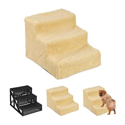 Afbeelding van hondentrap 3 tredes voor bank kleine honden 30x35x45 cm beige