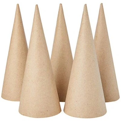 Afbeelding van Creotime Kegels Papier maché 20 Cm Bruin 5 Stuks