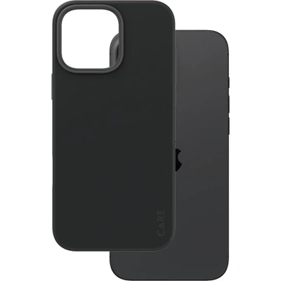 Afbeelding van PanzerGlass CARE Fashionable Hoesje Geschikt voor Apple iPhone 16 Pro Max Compatibel met MagSafe Siliconen Back Cover 100% Gerecycled Materiaal Zwart