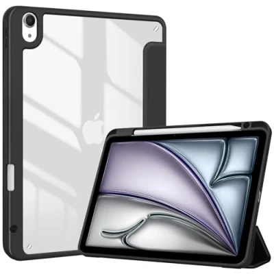 Afbeelding van ProCase iPad Air 11 inch M2 2024/iPad 5e/4e generatie (2022/2020) 10,9 hoes met penhouder, transparante achterkant voor (M2)/5/4 zwart