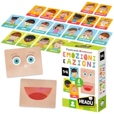 Afbeelding van Headu Montessori Flashcards voor emoties en acties, IT23103