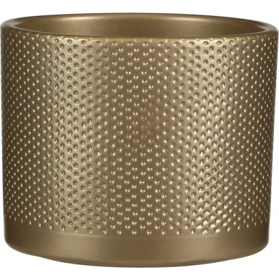 Afbeelding van Mica Decorations era ronde bloempot goud relief maat in cm: 14 x 17