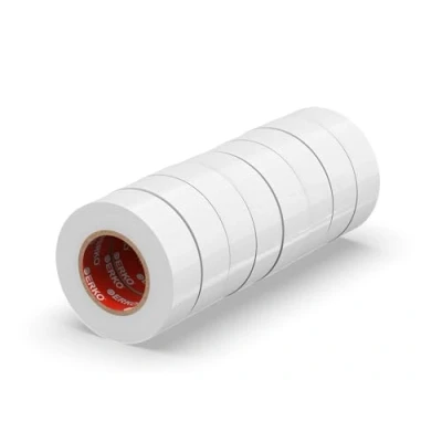 Afbeelding van ERKO Set van 8 witte pvc isolatietape 19 mm x 20 m Voor het repareren elektrische kabels Zeer flexibel met sterke hechting Chemisch bestendig Waterdicht