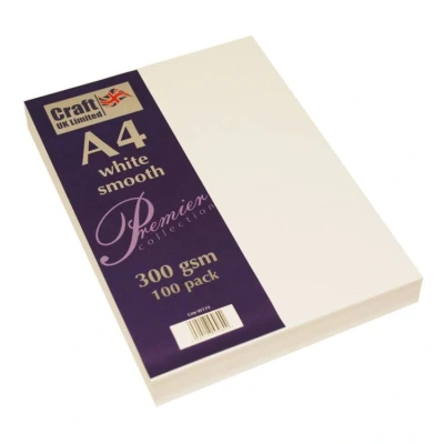 Afbeelding van Craft UK W119 A4 cardstock 300gsm 100 vellen white smooth