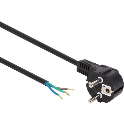 Afbeelding van Voedingskabel Zwart Cee 7/7 90 + Uiteinden L=3 M H05Vv F 3G0.75 mm