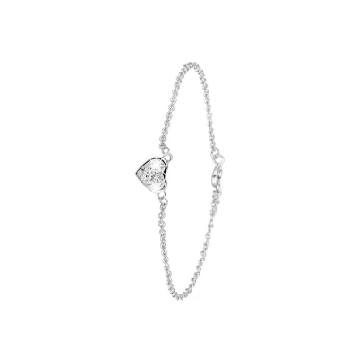 Afbeelding van Lucardi HART Armband silvercoloured, Dames, Maat: 19cm, Silver/coloured