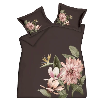 Afbeelding van Vandyck Paradise Bloom Dekbedovertrekset Dark Chocolate 1 persoons (140x200/220 + Sloop)