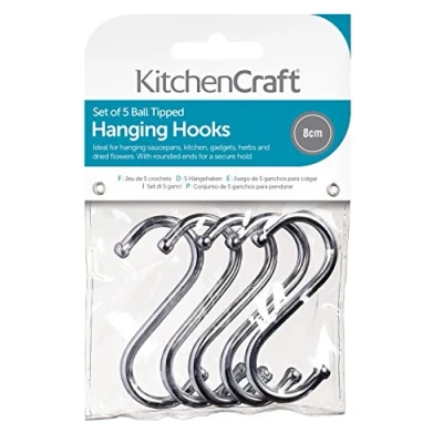 Afbeelding van Kitchencraft S haken Verchroomd 8 Cm Rvs Zilver 5 Stuks