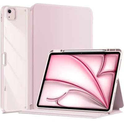 Afbeelding van ProCase iPad Air 13 inch (M2) 2024 hoes met penhouder, 6e generatie [Model: A2898 A2899 A2900] Zelf wakker / slaap roze