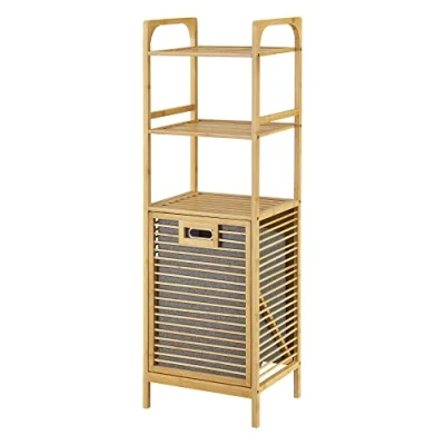 Image de Meuble de rangement à linge Tidaholm en bambou avec étagère 118 x 39,5 30,5 cm [en.casa]