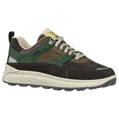 Afbeelding van Geox Sneakers laag, Heren, Maat: 43, dark coffee green Leer en textiel