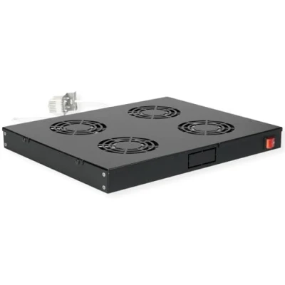 Afbeelding van ROLINE 19 inch dakventilatorunit 4 ventilatoren, Thermostaat zwart