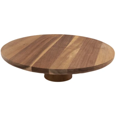 Afbeelding van Point Virgule Taartplateau Op voet Acaciahout 28cm