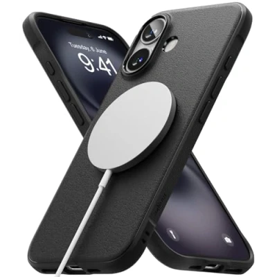 Afbeelding van Ringke Coque Compatible avec iPhone 16 [Onyx Magnetic] Magnétique Antidérapant Antichoc Protection Flexible Ultra Fine Souple Bumper Durable Étui Case Accessoires Black