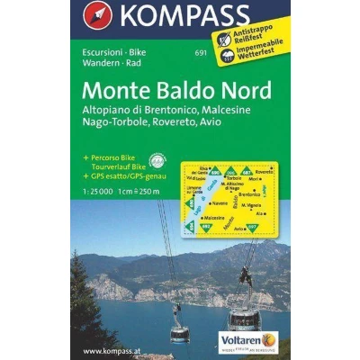 Afbeelding van Kompass WK691 Monte Baldo Nord, Altopiano di Brentonico, Malcesine, Nago