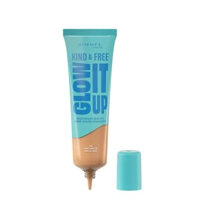 Afbeelding van Rimmel London Kind &amp; Free Glow It Up Vochtinbrengende foundation, 150, vanille roze, kalmeert de gevoelige huid, gezonde en heldere kleur, hydrateert hele dag, 30 ml