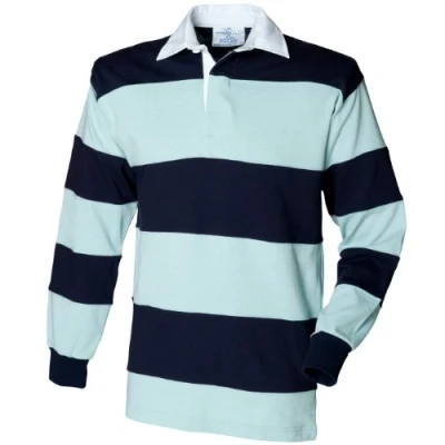 Afbeelding van Front Row Rugbypolo met lange mouwen en ingenaaide strepen
