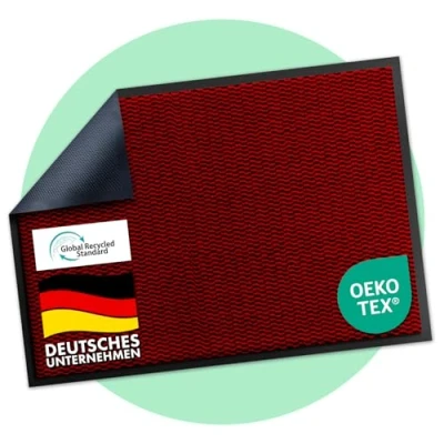 Afbeelding van Floordirekt Sky Novo Premium deurmat voor de ingang, 90 x 120 cm, rood, binnen en buiten, antislip wasbaar, hal, voordeur