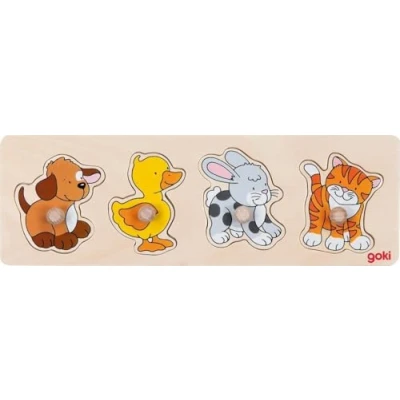 Image de Puzzle à boutons Bébés animaux 4 éléments GOKI