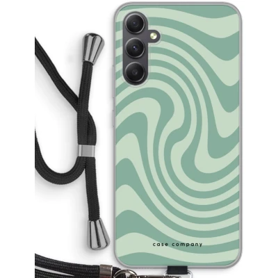 Afbeelding van Case Company® hoesje met Koord geschikt voor Samsung Galaxy A34 Swirl Groen Telefoonhoesje Zwart Bescherming aan alle Kanten en Over de Schermrand