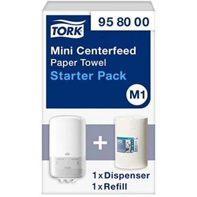 Afbeelding van Tork Mini Centerfeed Dispenser M1 Starterpack Wit Poetsrol Dispensers