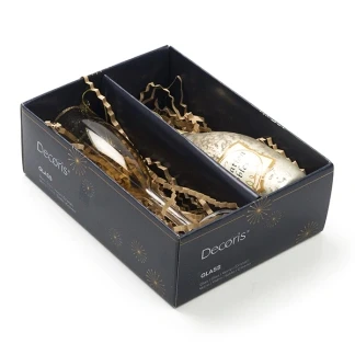 Afbeelding van Decoris Champagne Box Kersthanger Set Van 2 Goud