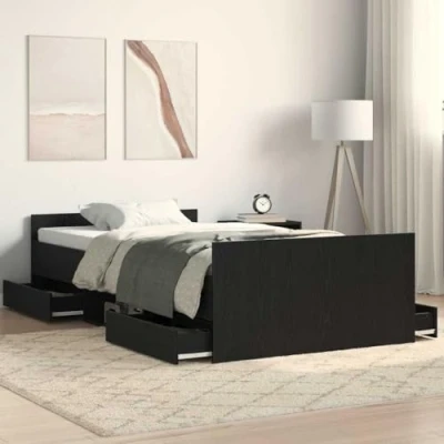 Afbeelding van vidaXL Bedframe zonder matras Zwart eiken 100x200 cm Bewerkt hout