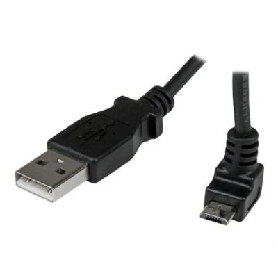 Image de StarTech.com câble USB 2.0 A vers Micro B coudé le haut de 2 m Cordon charge / synchronisation M/M Noir