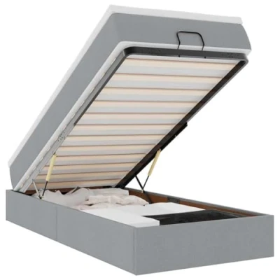 Afbeelding van vidaXL Bedframe met matras 90x200cm stof lichtgrijs