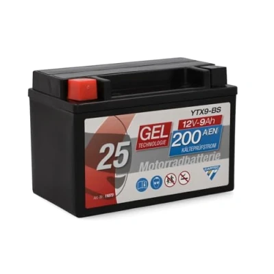 Afbeelding van CARTEC YTX9 BS motoraccu, 8 Ah, 135 A, startgeltechnologie, bestendig tegen oplaadcycli, onderhoudsvrij