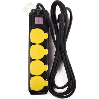 Afbeelding van Benson Stekkerdoos 4 Voudig met Schakelaar 3 meter Kabel Spatwaterdicht