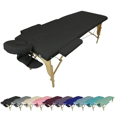 Afbeelding van Vivezen Massagetafel met 2 zones van hout Reiki paneel + accessoires en draagtas Verschillende kleuren