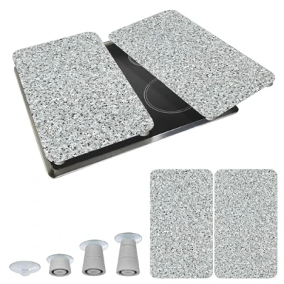 Afbeelding van Maximex Set van 2 universele afdekplaten voor fornuis, graniet fornuisafdekplaten en snijplank, gehard glas, 30 x 1,8 5,5 52 cm veelkleurig