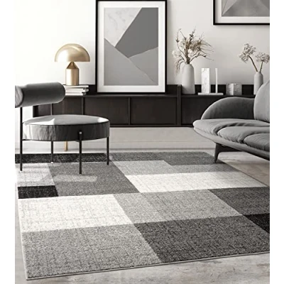 Afbeelding van Modern design woon of slaapkamer tapijt Geometrische patronen Grijs 200x280 Binnen The Carpet PEARL