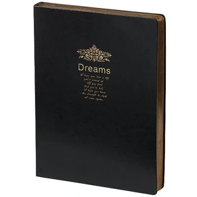 Afbeelding van D6032 A4 Kalpa Dreams vintage notitieboek Goldtrim zwart