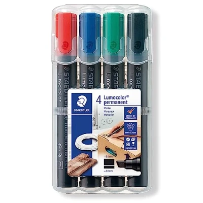Afbeelding van Viltstift Staedtler Lumocolor 350 permanent schuin set à 4 stuks assorti