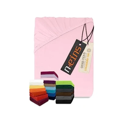 Afbeelding van npluseins Klassiek jersey hoeslaken vele kleuren en maten 100% katoen 159.192 80 90 x 190 cm roze