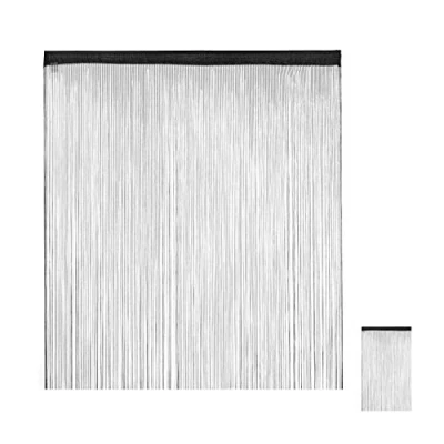 Afbeelding van Relaxdays draadgordijn zwart inkortbaar tunnel voor roede 245 cm hoog vitrage Pak van 1 145x245cm