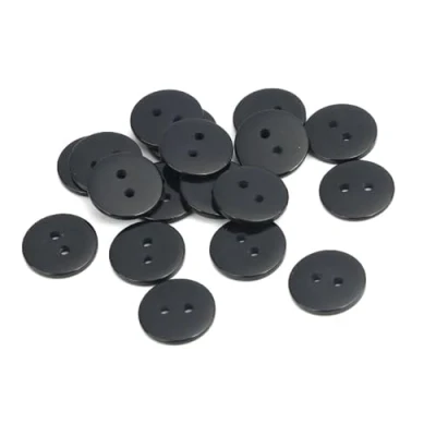Afbeelding van 100 stuks ronde knopen van kunsthars, zwart, 15 mm, 2 gaten, voor naaien en knutselen, hoeden jassen, met twee gaten