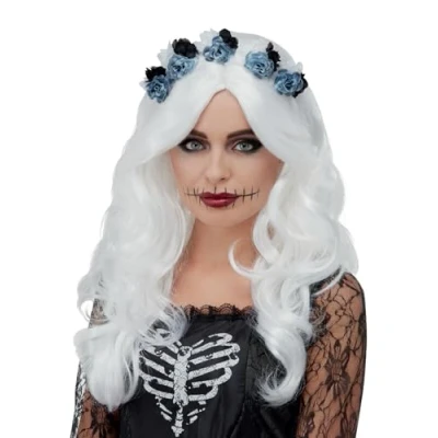 Afbeelding van Smiffys Day Of The Dead Pruik Wit