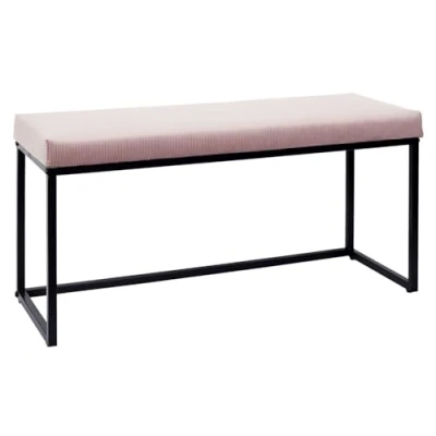 Afbeelding van HOME DECO FACTORY HD6835 Zitbank Entree Velvet Cotele, Metaal ijzer Textiel Polyester Vulling PU Poederroze, 100 x 39 49 cm