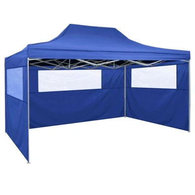 Afbeelding van Partytent met 3 zijwanden inklapbaar 3x4 m staal blauw