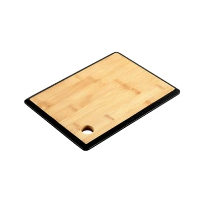 Afbeelding van Kesper Keuken voedsel bereiden snijplank 27 x 19 cm bamboe hout zwarte rand luxe versie