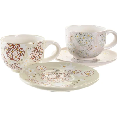 Afbeelding van Set van koffiekopjes DKD Home Decor Beige Metaal Groen Dolomite (180 ml) (6 Onderdelen)