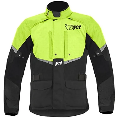 Afbeelding van motorjack Waterdicht met zwart/fluorescerend pantser
