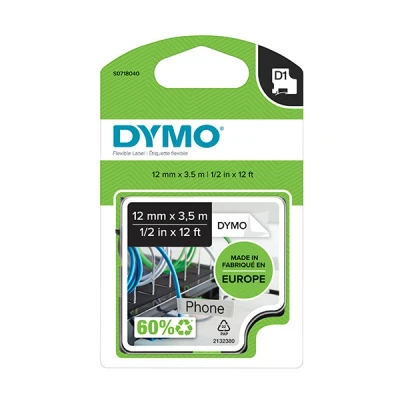 Image de DYMO Nylon noir sur blanc Roll (1.2 cm x 3.5 m) 1 cassette(s) ruban flexible pour ExecuLabel LM150; LabelMANAGER