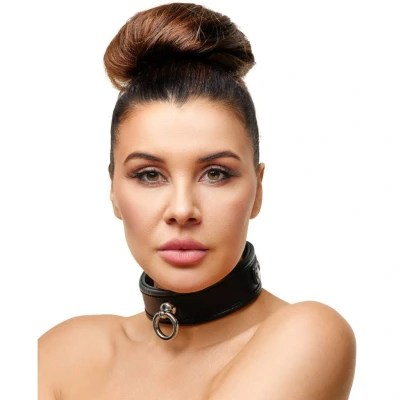 Afbeelding van Lederen halsband met ring